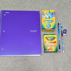 Five Star Purple Notebook with Crayola Crayons & Frozen Pencil Set